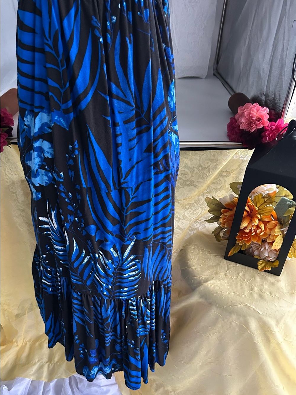 Raviya darkromantic, preppy resort, nautical Blue and Black Printed flowy dress